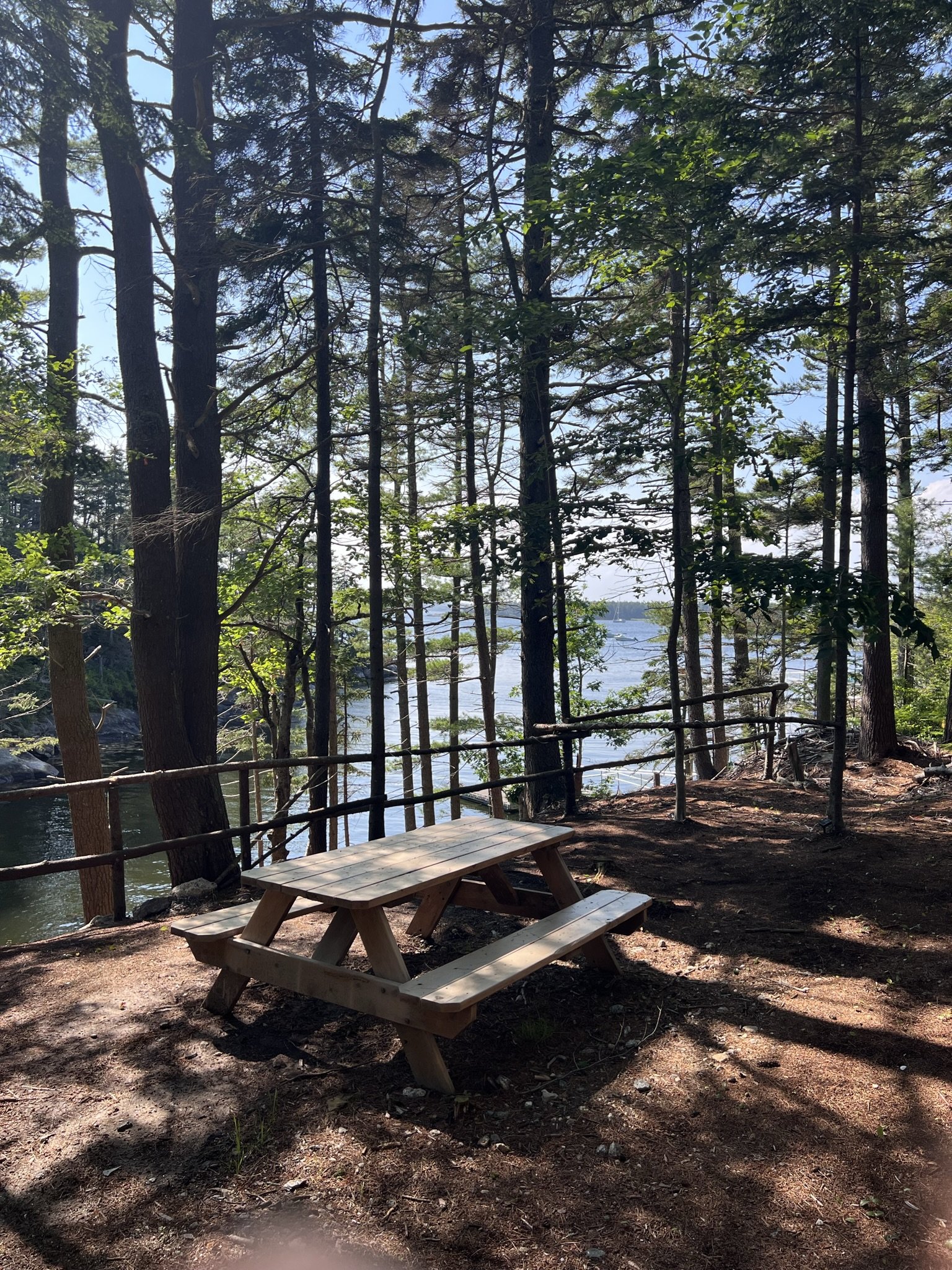 Picnic table by the water